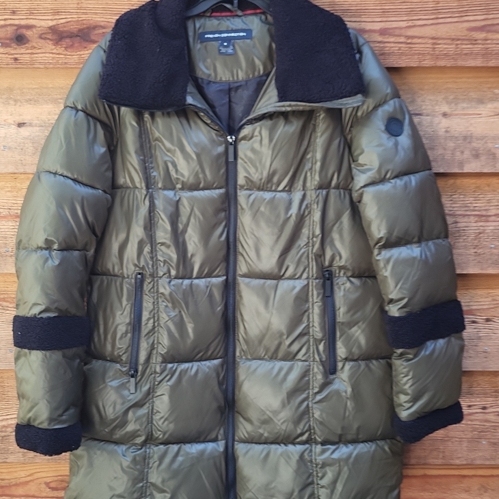 French Connection Puffer M forest green NWOT